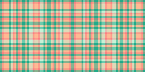 Pastel peach and teal plaid pattern.  A soft, elegant design ideal for textile projects, website backgrounds, or stationery.