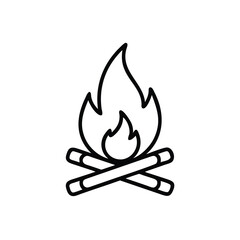 Bonfire Minimalist Black Outline Icon Illustration Burning Flames With Wood