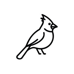 Cardinal Bird Minimalist Line Art Illustration Icon Vector Design