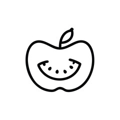 Apple Slice Watermelon Inside Vector Icon Summer Fruit Outline Design