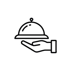 Hand Holding Covered Food Tray Minimalist Vector Icon Illustration Design