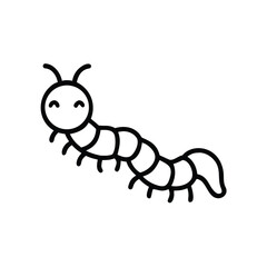 Cute Minimalist Centipede Outline Icon With Smiling Face And Antennae