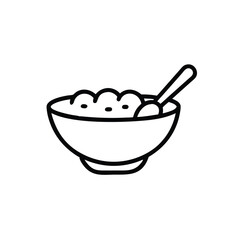 Bowl Of Cereal With Spoon Black And White Icon Illustration