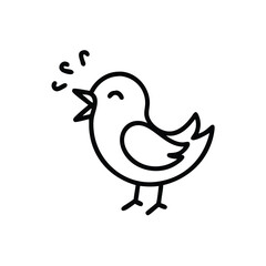Cute Singing Bird Vector Illustration Simple Line Art Design Element