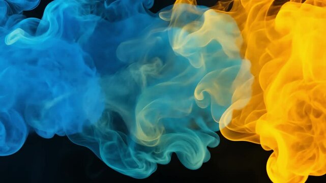 Color Fusion: Blue and yellow hues meld together to form an abstract yet dynamic, painting a spectacle of ethereal, a visual spectacle of the interplay of light and color.