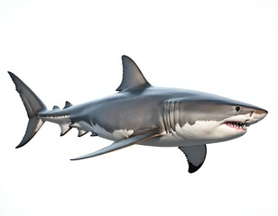 Naklejka premium Great White Shark Swimming in Ocean