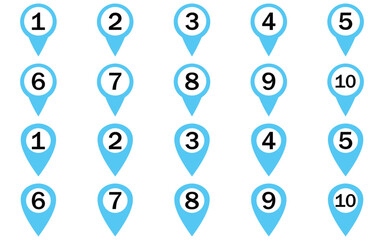 Set of  Location pin icon with number set of  Vector illustration  