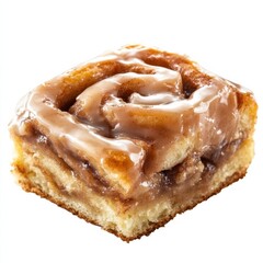A thick slice of apple cinnamon roll with a soft, spongy dough, filled with cinnamon-sugar