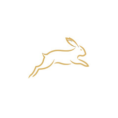 Golden minimalist running rabbit logo