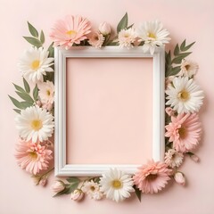 Floral Frame Mockup with Pink and White Flowers