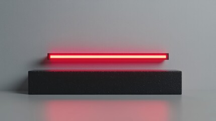 Red LED strip lights on a black rectangular base.