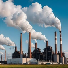 Industrial Pollution Power Plant Smoke Stacks