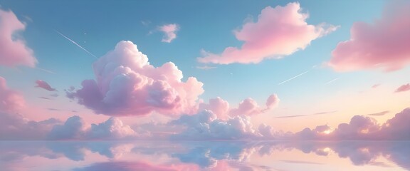 Pastel Pink Sky Reflection on Calm Water
