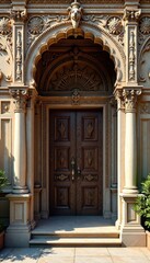 Intricate building detail, ornate carvings & textures, pattern, facade
