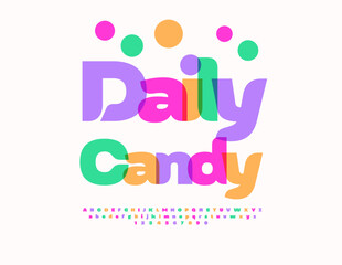 Vector Joyful concept Daily Candy. Colorful Kids Font. Holiday Alphabet Letters and Numbers set.