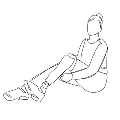 One continuous single drawing line art flat doodle disability, girl, leg, hold, lifestyle, style, female, pro, medicine. Isolated image hand draw contour on a white background, hand drawn, not AI