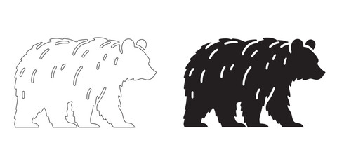 Bear Silhouette - Minimalist Outdoor Illustration - High-Quality Bear Vector - Bear Lineart - Bear Icon

