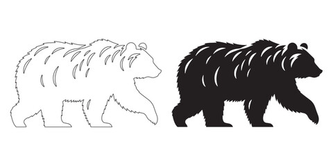 Bear Silhouette - Graphic Design-Ready Wildlife Outline - Bear Vector - Bear Lineart - Bear Icon

