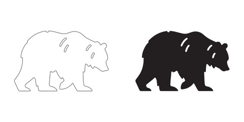 Bear Silhouette - Wildlife-Inspired Line Art - High-Resolution Bear Vector - Bear Lineart - Bear Icon

