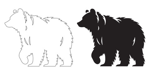 Obraz premium Bold Bear Silhouette - Clean Wildlife Vector - Forest Animal Illustration - Bear Lineart - Bear Icon