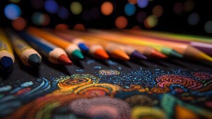Obraz premium Colorful Crayons on Paper with Creative Scribbles