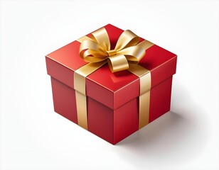 Obraz premium Red Gift Box with Gold Ribbon