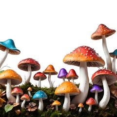Colorful Mushrooms in Moss
