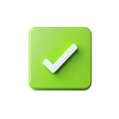 Green check mark icon illustration on transparent background