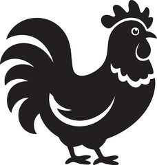 Silhouette of a rooster, perfect for farm-themed design projects.