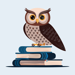 Obraz premium Owl Sitting on Stack of Books