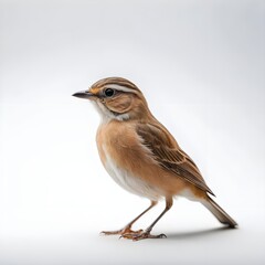 Brown-breasted Bush Robin Bird on White Background