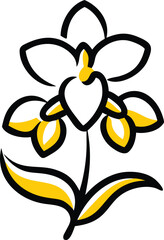 Sweet Pea, Clematis, Foxglove, Dahlia, Hollyhock, Calendula, Larkspur, Baby’s Breath (Gypsophila), Delphinium, Forget-Me-Not, flower logo icon