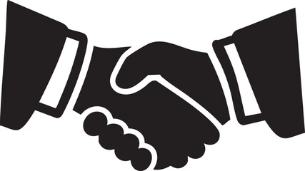 Handshake Icon – Black and White Business Agreement Vector Illustration