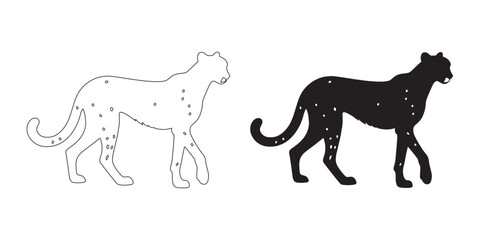 Abstract cheetah silhouette with curved lines – modern vector design and line art – cheetah icon – cheetah illustration – cheetah lineart – cheetah line art

