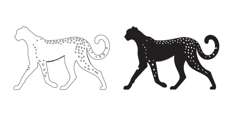 Unique cheetah silhouette with soft lines and professional vector finish – cheetah lineart – cheetah icon – cheetah illustration – cheetah line art

