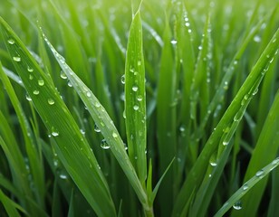 Obraz premium Dew Drops on Lush Green Grass