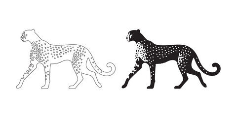 Minimalist cheetah silhouette in flat design – high-resolution lineart and vector style – cheetah icon – cheetah illustration – cheetah vector – cheetah line art

