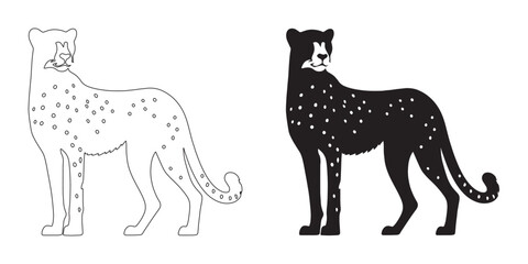Dynamic cheetah silhouette in smooth line art style for modern branding – cheetah vector – cheetah icon – cheetah illustration – cheetah lineart – cheetah line art

