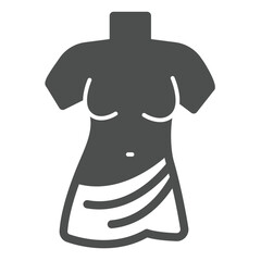 Gypsum statue of woman solid icon, city museum concept. Vector graphics. Woman figure with breast, sculpture sign on white background, glyph style icon for mobile or web design.