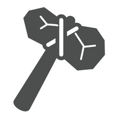 Rock hammer solid icon, city museum concept. Vector graphics. Ancient tool, weapon sign on white background, glyph style icon for mobile or web design.