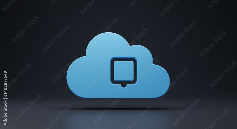 Poster cloud computing icon in blue against a dark background representing data