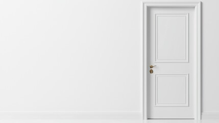 A white door with gold handle and lock.