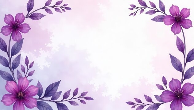 Elegant purple watercolor floral funeral program design, soft hues , death, obituary template