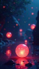 Fototapeta premium Softly glowing luminescent orbs float in empty space, ethereal, light