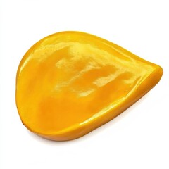 A vibrant smooth mango slice with a rich yellow color and tender texture, isolated white background, hyperrealism art style