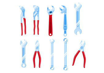 Pliers or wrench in flat minimalist style