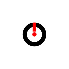 Simple Black and Red Alert Icon on White Background  