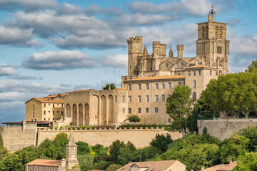 Historic Beziers Cathedral at sunny day, France.