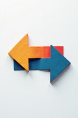 Two arrows pointing in opposite directions against a white background, highlighting contrast and decision making process, decision, opposition, arrows