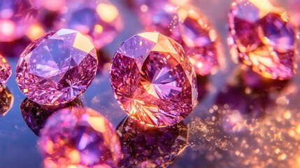 Radiant, faceted gemstones, reflecting light